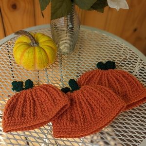 Handmade Pumpkin Hats 0-12 mos.